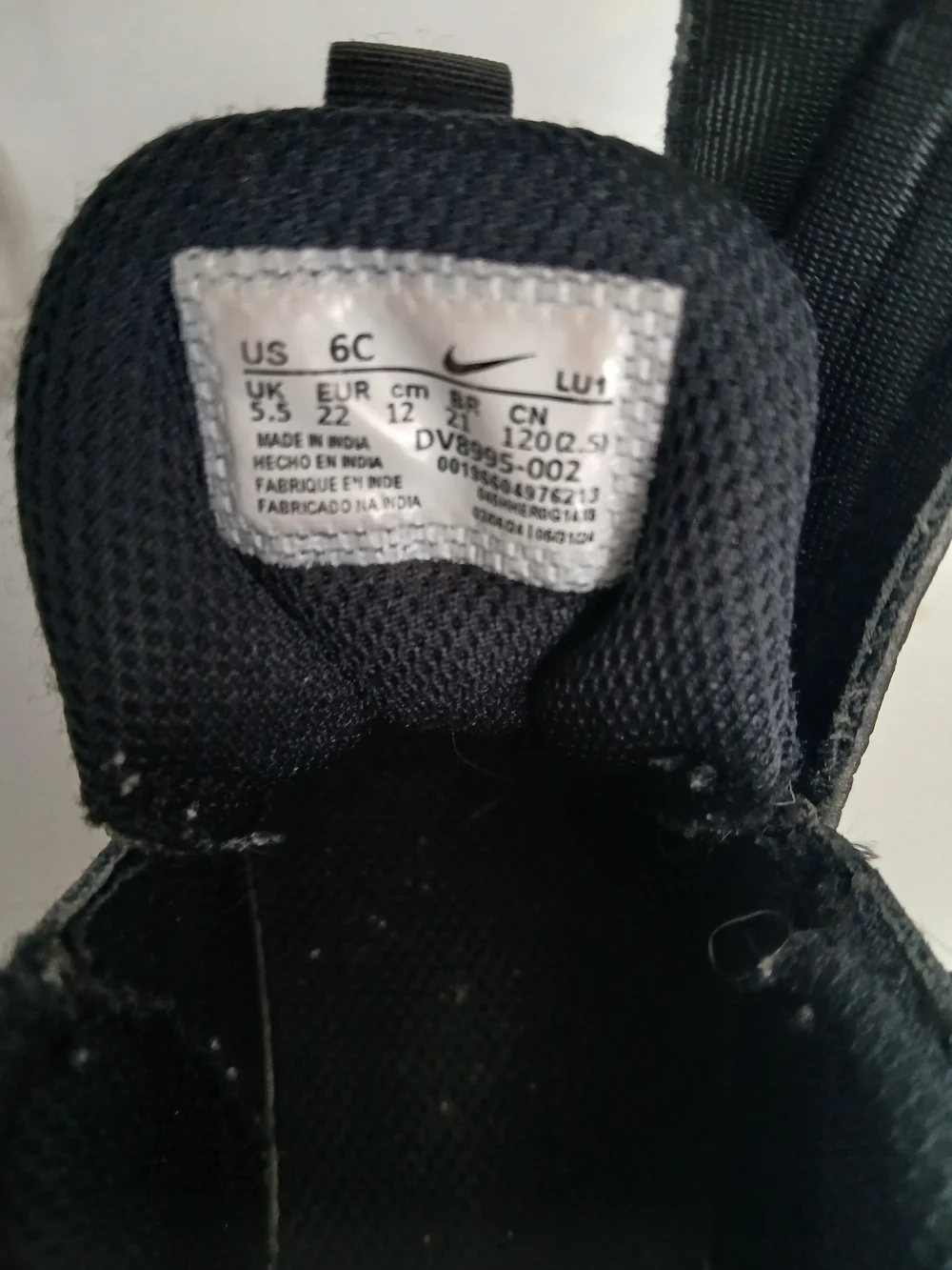 Nike Toddlers' Black & White Slip-On Athletic Shoes 6
